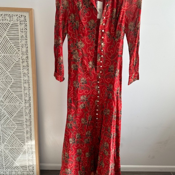 RRL Ralph Ralph Lauren Red Bias-Cut Floral Cotton Dress Size 1 XS Small - Picture 7 of 14